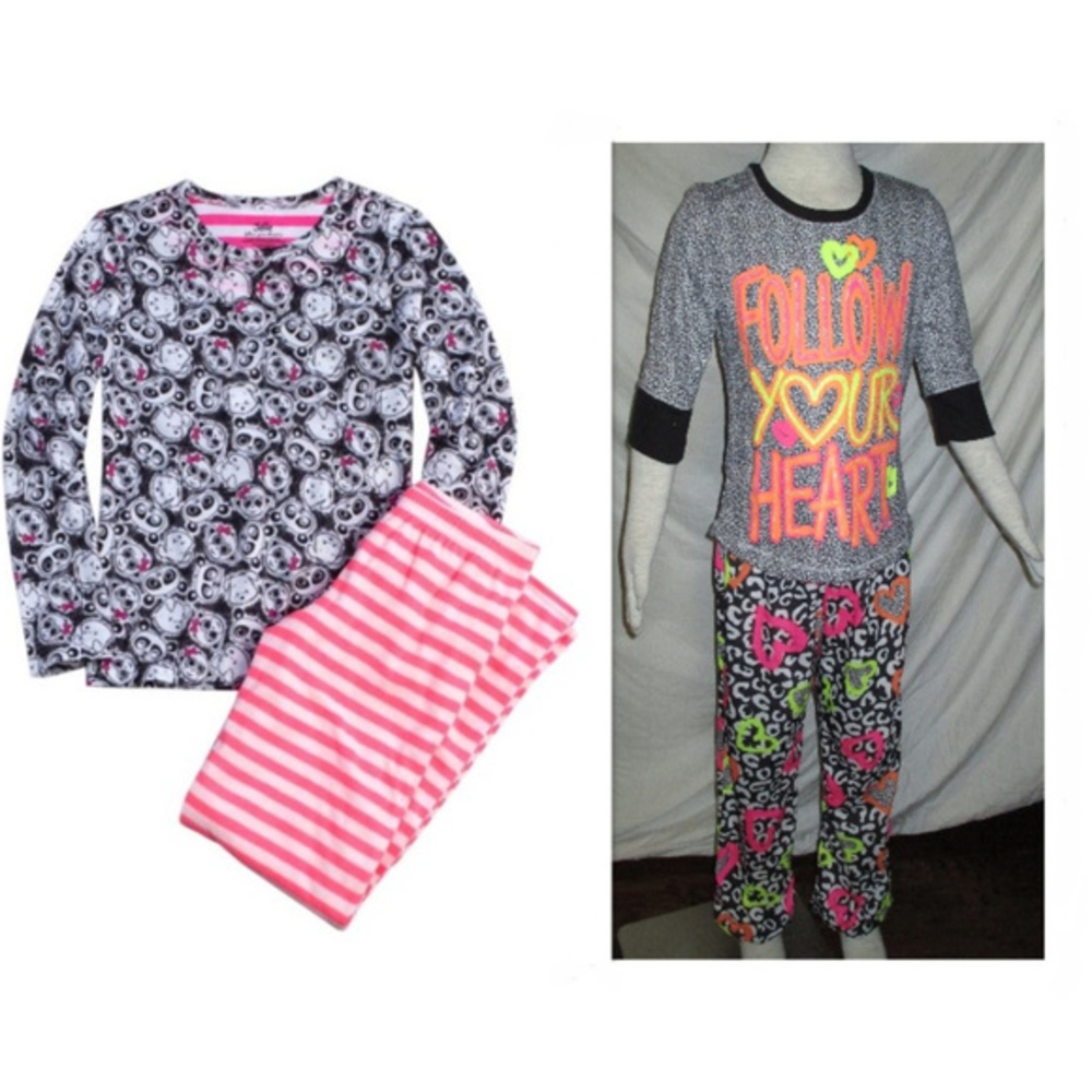 Justice Girls 2 Pair Winter Pajamas Bundle 6/7 NWT